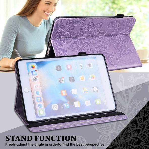 Lace Flower Embossing Pattern Horizontal Flip Leather Case with Holder & Card Slots & Wallet & Photo Frame & Sleep / Wake-up Function - Samsung Galaxy Tab S6 Lite SM-P610/SM-P615(Purple)