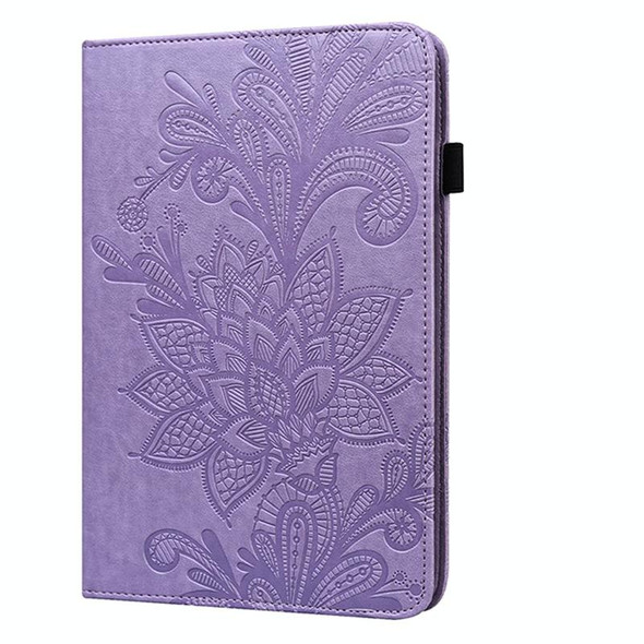 Lace Flower Embossing Pattern Horizontal Flip Leather Case with Holder & Card Slots & Wallet & Photo Frame & Sleep / Wake-up Function - Samsung Galaxy Tab S6 Lite SM-P610/SM-P615(Purple)