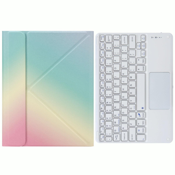 H-097C Touch Bluetooth Keyboard Leather Case with Rear Three-fold Holder - iPad 9.7 2018 & 2017(Rainbow)