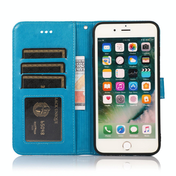 Skin Feel Embossed Sunflower Horizontal Flip Leather Case with Holder & Card Slots & Wallet & Lanyard - iPhone 6 Plus / 6s Plus(Blue)
