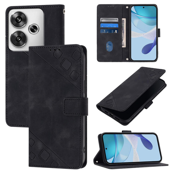 For Xiaomi Poco F6 Skin Feel Embossed Leather Phone Case(Black)
