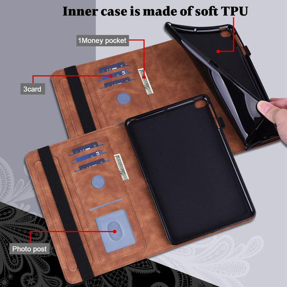 Lace Flower Embossing Pattern Horizontal Flip Leather Case with Holder & Card Slots & Wallet & Photo Frame & Sleep / Wake-up Function - Samsung Galaxy Tab S6 Lite SM-P610/SM-P615(Brown)