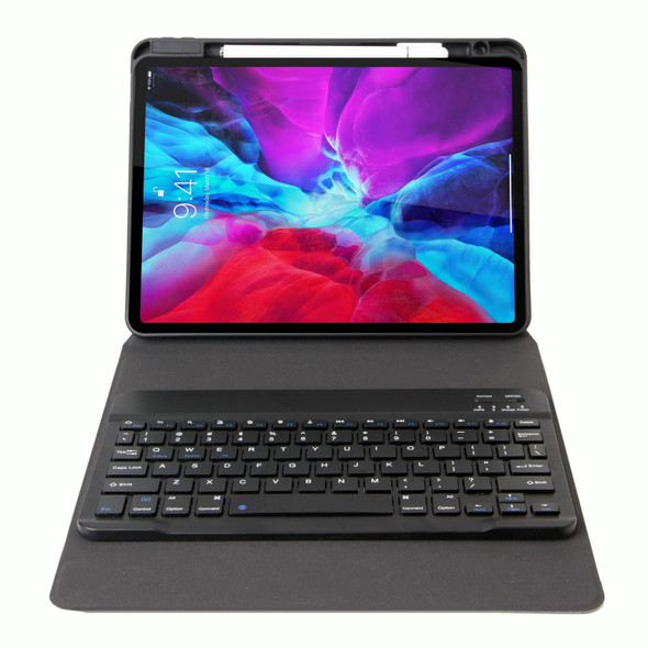 H-097 Bluetooth Keyboard Leather Case with Rear Three-fold Holder - iPad 9.7 2018 & 2017(Black)