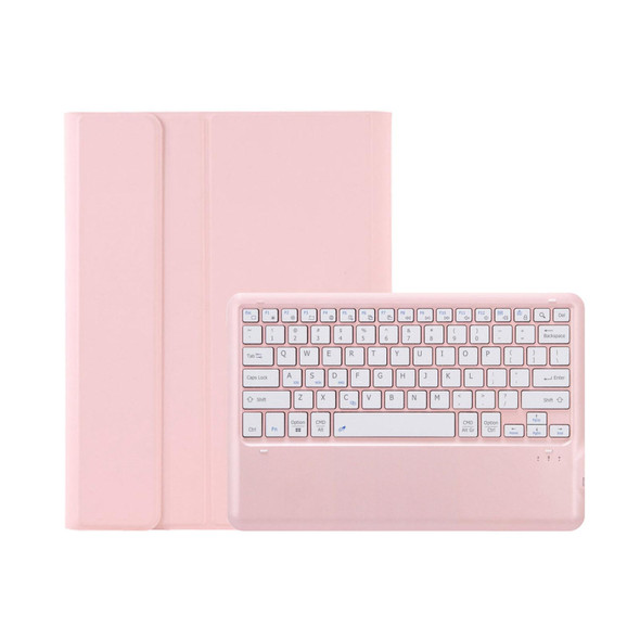 C12B Detachable Pen Slot Bluetooth Keyboard Leatherette Tablet Case - iPad Pro 12.9 inch 2021/2020/2018(Pink)