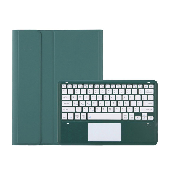 T12B-A Detachable Touch Pad Bluetooth Keyboard Leather Tablet Case - iPad Pro 12.9 inch 2021/2020/2018(Dark Green)