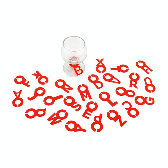 2 Sets Silicone Wine Glass Letter Mark Pendant(Red)