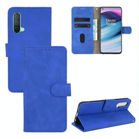 OnePlus Nord CE 5G Solid Color Skin Feel Magnetic Buckle Horizontal Flip Calf Texture PU Leather Case with Holder & Card Slots & Wallet(Blue)