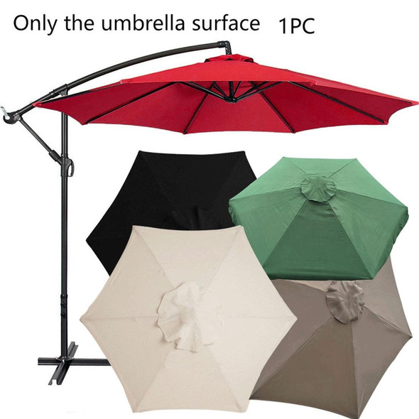 Polyester Parasol Replacement Cloth Round Garden Umbrella Cover, Size: 3m 6 Ribs(Black)