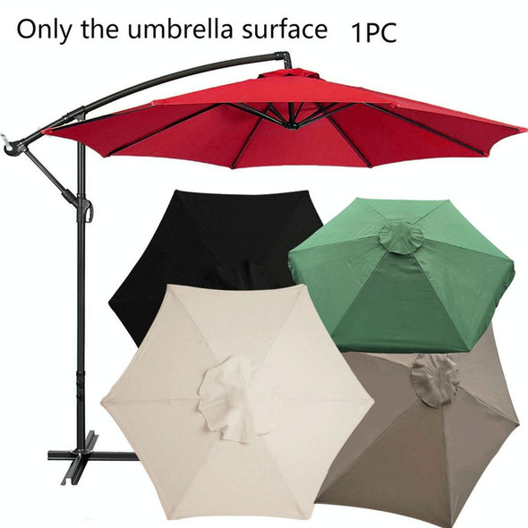Polyester Parasol Replacement Cloth Round Garden Umbrella Cover, Size: 3m 6 Ribs(Khaki)