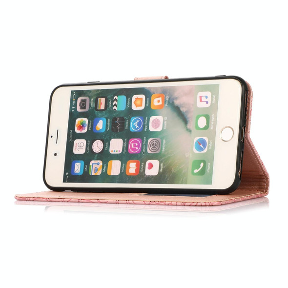 Skin Feel Embossed Sunflower Horizontal Flip Leather Case with Holder & Card Slots & Wallet & Lanyard - iPhone 6 Plus / 6s Plus(Rose gold)