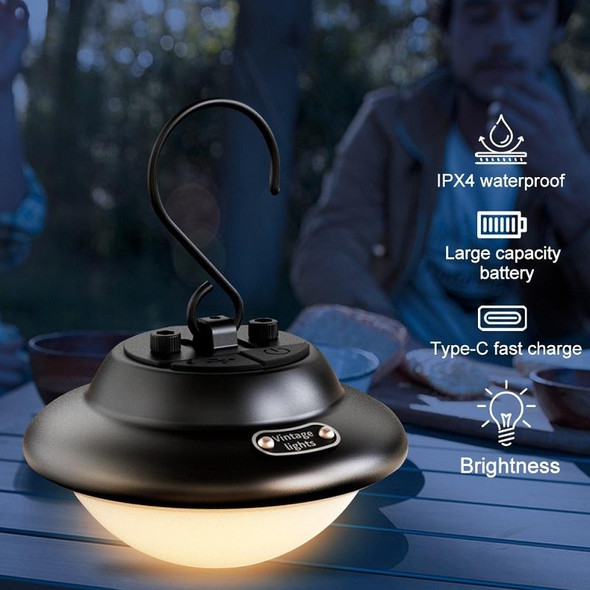 Outdoor Portable Hanging USB Charging Camping Light(Black)