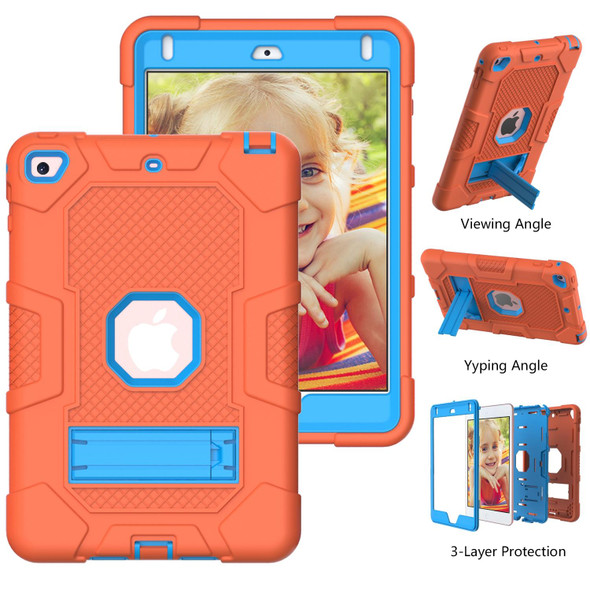 Contrast Color Robot Shockproof Silicone + PC Protective Case with Holder - iPad mini 5 / 4(Orange Blue)