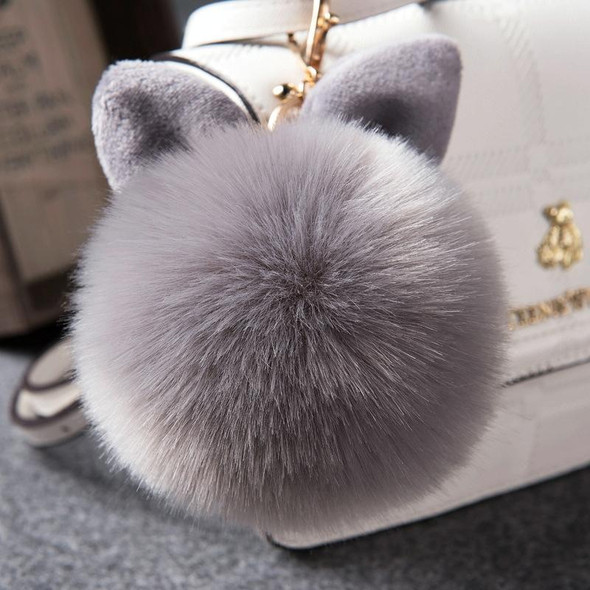 Fur Pom Keychains Fake Rabbit Fur Ball Keychain(gray)