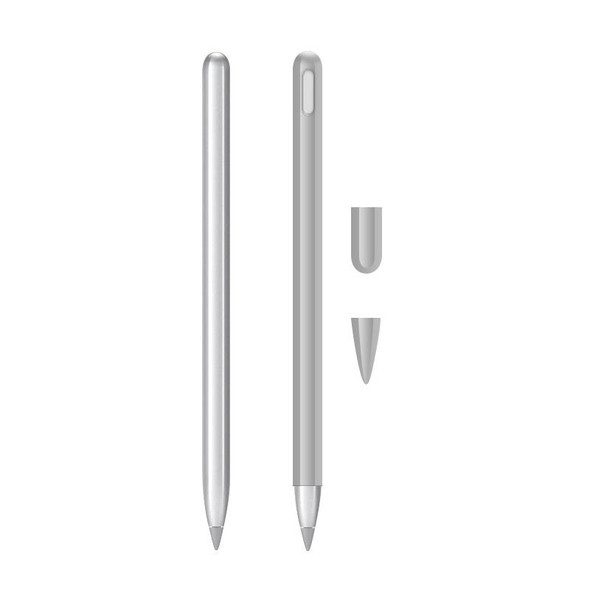 2 Sets 3 In 1 Stylus Silicone Protective Cover + Two-Color Pen Cap Set - Huawei M-Pencil(Gray)