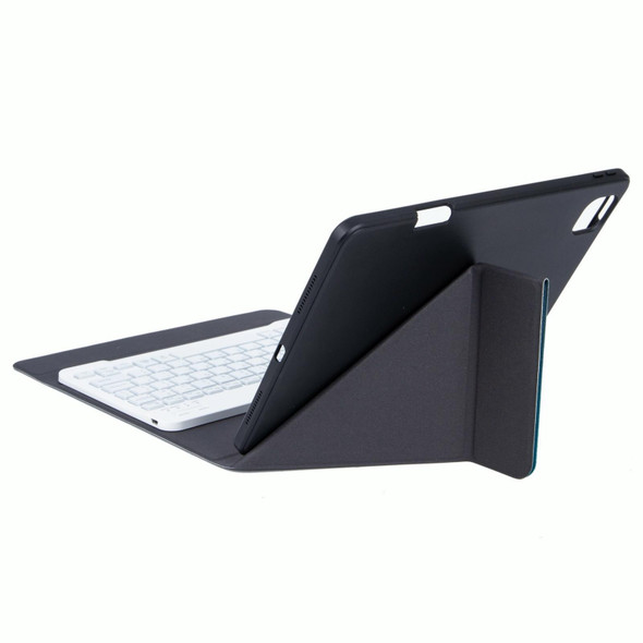 H-097S3 Tri-color Backlight Bluetooth Keyboard Leather Case with Rear Three-fold Holder - iPad 9.7 2018 & 2017(Rainbow)