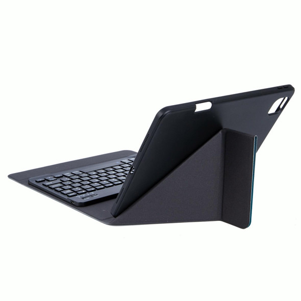 H-109S3 Tri-color Backlight Bluetooth Keyboard Leather Case with Rear Three-fold Holder - iPad Pro 11 inch 2021 & 2020 & 2018 / Air 2020 10.9(Black)