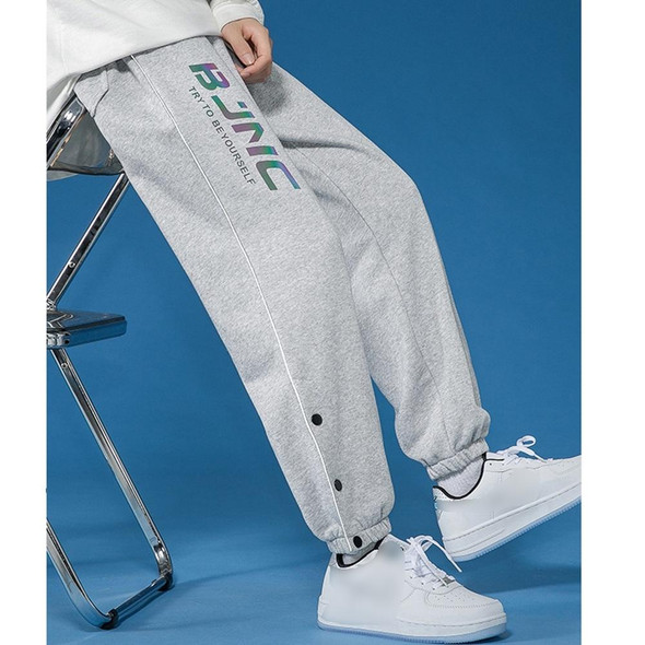 Men Casual Sport Trousers (Color:Light Grey Size:XXXXL)