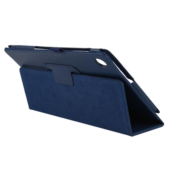Lenovo Tab M10 HD Litchi Texture Solid Color Horizontal Flip Leather Case with Holder & Pen Slot(Blue)