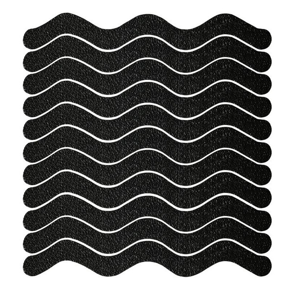 48 PCS Wavy Shaped Gravel Pattern Bathtub Non-Slip Sticker, Specification: 1.3 x 18cm(Black)