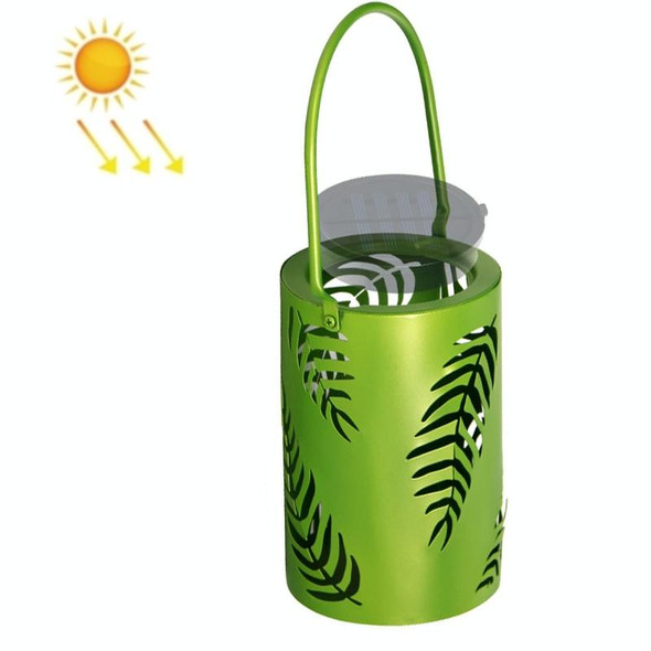L3337 Solar Lawn Light Outdoor Waterproof Garden Decoration Hollow Leaf Iron Lantern(Green)