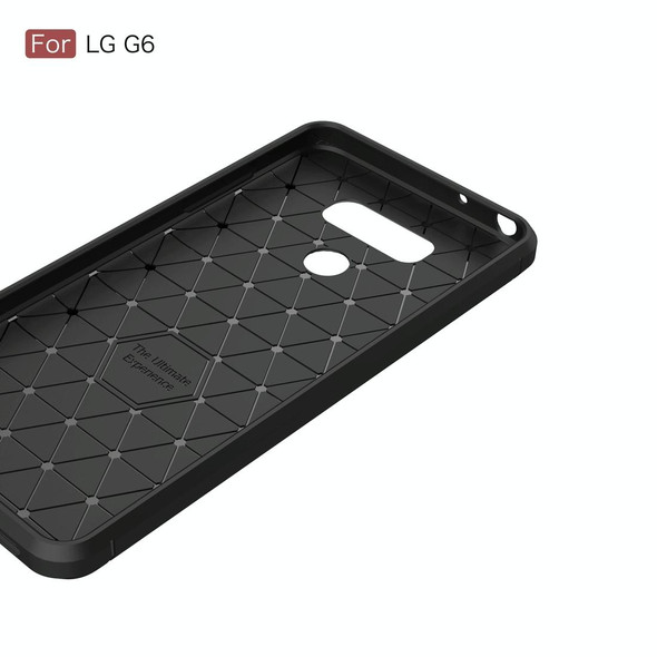 LG G6 Brushed Carbon Fiber Texture Shockproof TPU Protective Cover Case(Black)