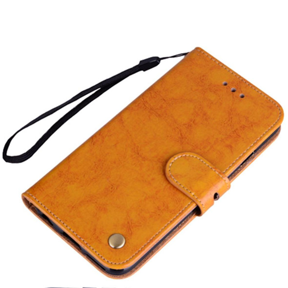 Business Style Oil Wax Texture Horizontal Flip Leatherette Case with Holder & Card Slots & Wallet - iPhone 13(Yellow)