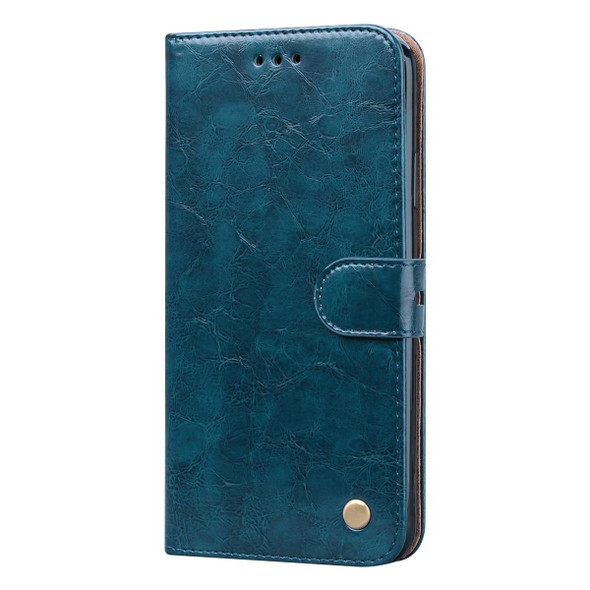 Business Style Oil Wax Texture Horizontal Flip Leatherette Case with Holder & Card Slots & Wallet - iPhone 13 mini(Blue)