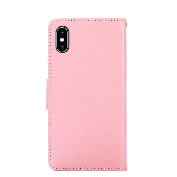 Crystal Texture Horizontal Flip Leatherette Case with Holder & Card Slots & Wallet - iPhone X & XS(Pink)