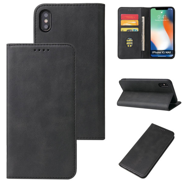 Calf Texture Magnetic Horizontal Flip Leatherette Case with Holder & Card Slots & Wallet - iPhone XS Max(Black)