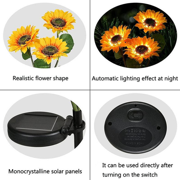 Solar Sunflower Decoration Light LED Garden Lawn Landscape Light, Specification: Three Heads