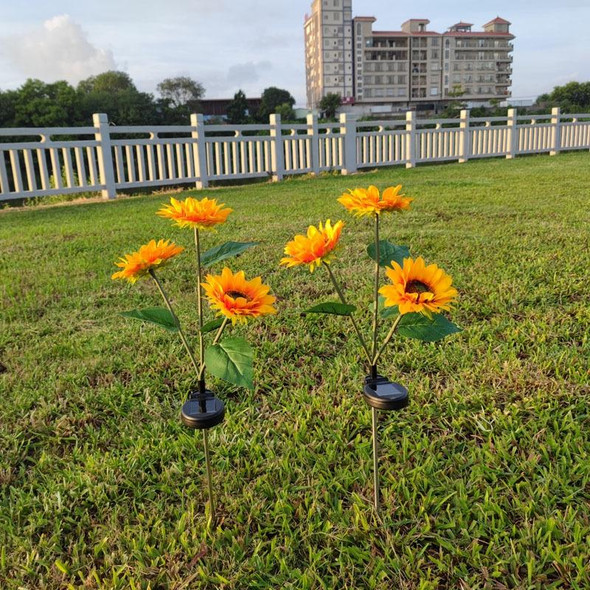 Solar Sunflower Decoration Light LED Garden Lawn Landscape Light, Specification: Three Heads