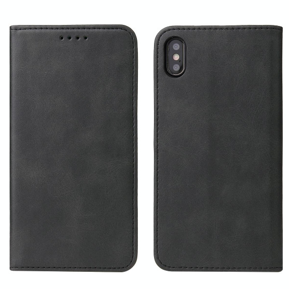 Calf Texture Magnetic Horizontal Flip Leatherette Case with Holder & Card Slots & Wallet - iPhone X / XS(Black)