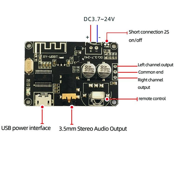 2 PCS XY-WRBT Bluetooth 5.0 Decoder Board Stereo Audio Module Wide Voltage Speaker Amplifier With Remote Control