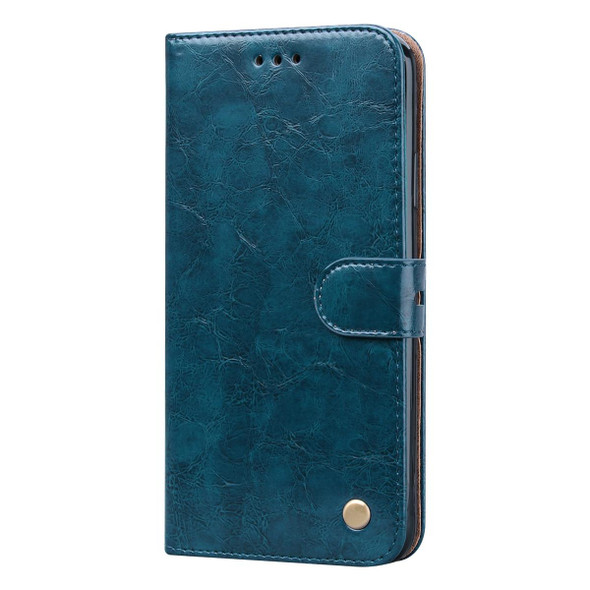 Business Style Oil Wax Texture Horizontal Flip Leatherette Case with Holder & Card Slots & Wallet - iPhone 13 Pro(Blue)