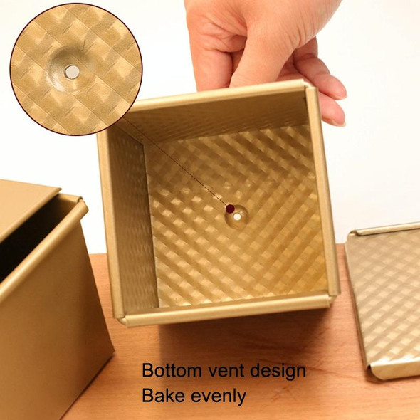 Square Toast Box Non-Stick Water Cube Toast Mold, Style: 8832 8x7.5x6.5cm Ripple Gold