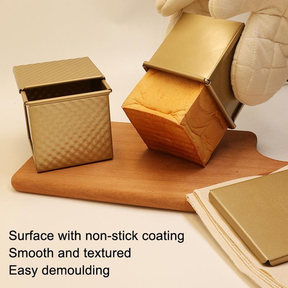 Square Toast Box Non-Stick Water Cube Toast Mold, Style: 8765 11.8x11x10.3cm Ripple Gold