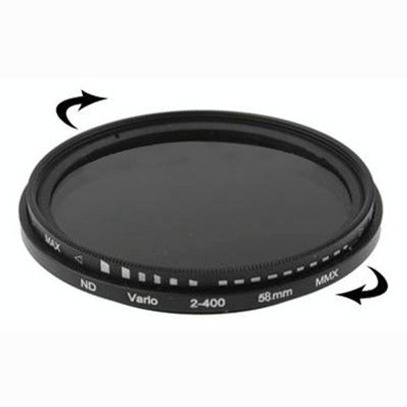 58mm ND Fader Neutral Density Adjustable Variable Filter ND 2 to ND 400 Filter(Black)