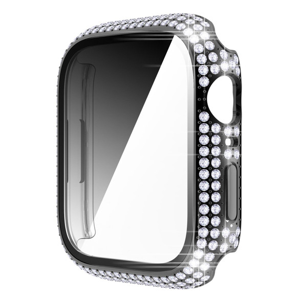 Diamond PC + Tempered Glass Watch Case - Apple Watch Series 7 41mm(Black)