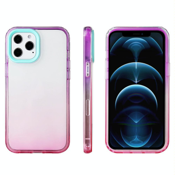 Candy Gradient Flat Surface TPU + PC Shockproof Case - iPhone 12 mini(Pink Purple)
