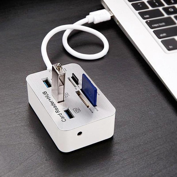 USB 3.1 Type-C COMBO 3 Ports HUB + MS DUO / SD(HC) / M2 / T-Flash Card Reader with LED Indication(Silver)