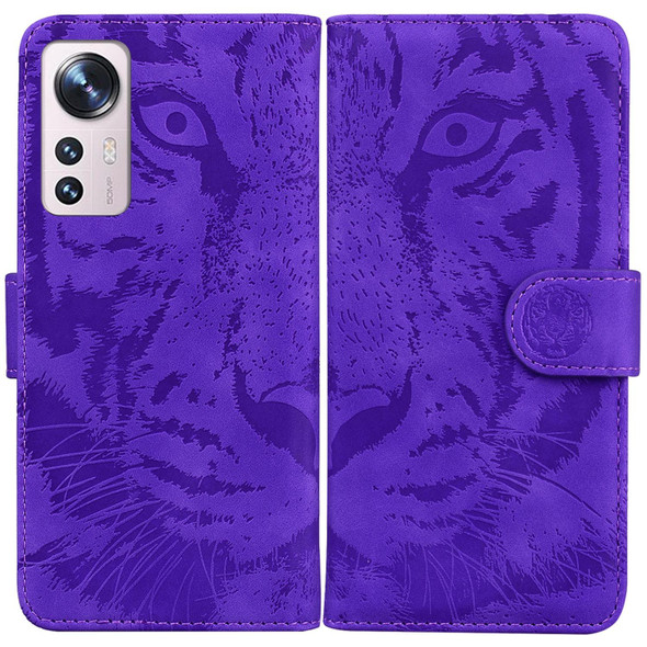 Xiaomi 12 Lite Tiger Embossing Pattern Leather Phone Case(Purple)