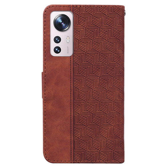 Xiaomi 12 Lite Geometric Embossed Leather Phone Case(Brown)