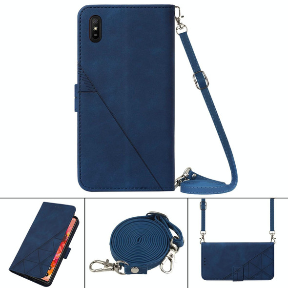 Xiaomi Redmi 9A / 9i / 9AT Crossbody 3D Embossed Flip Leather Phone Case(Blue)