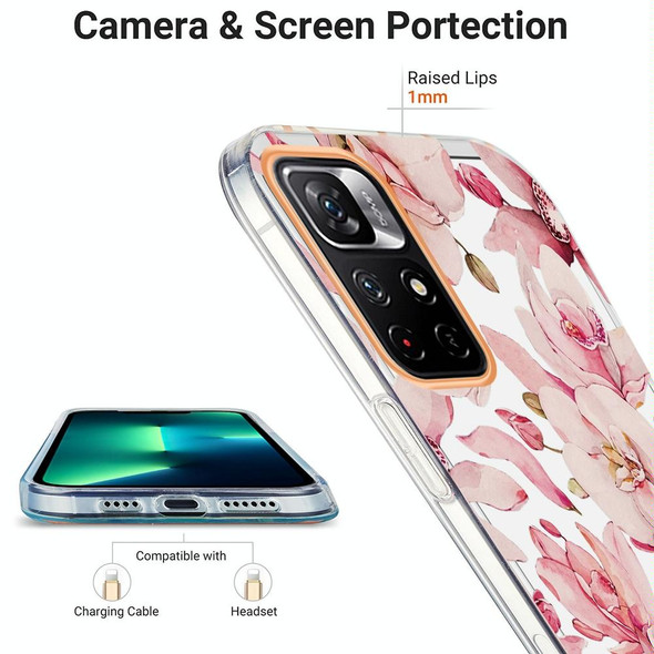 Xiaomi Redmi Note 11 5G / Poco M4 Pro 5G Ring IMD Flowers TPU Phone Case(Pink Gardenia)