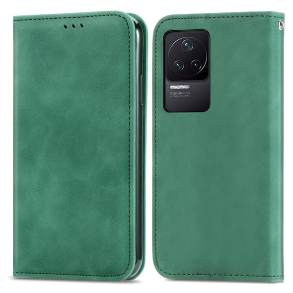 Xiaomi Redmi K50 Pro Retro Skin Feel Magnetic Flip Leather Phone Case(Green)