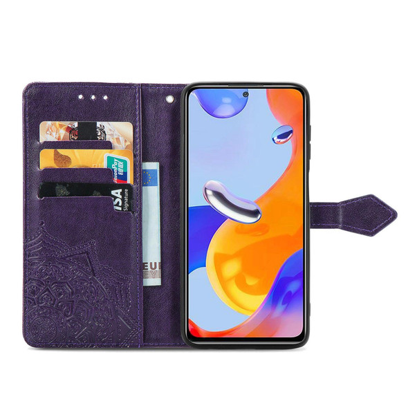 Xiaomi Redmi Note 11 Pro 4G Global Mandala Flower Embossed Flip Leather Phone Case(Purple)