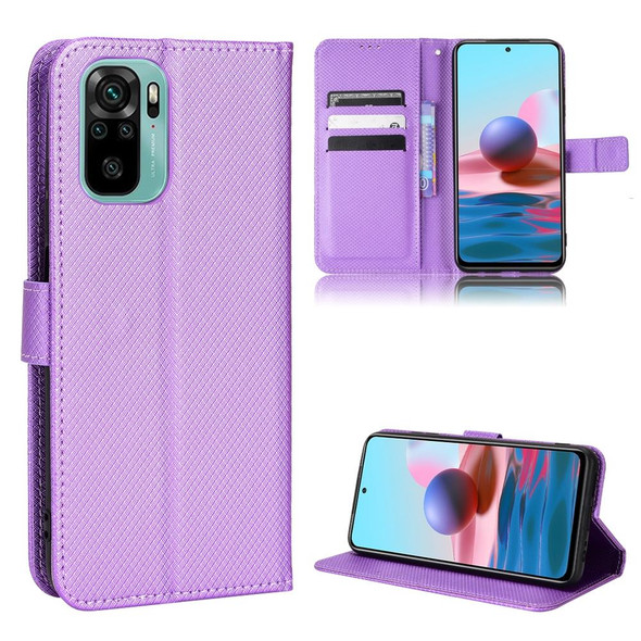 Xiaomi Redmi Note 10 4G / Note 10S Diamond Texture Leather Phone Case(Purple)