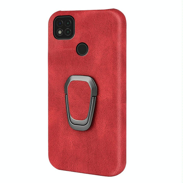 Ring Holder PU Phone Case - Xiaomi Redmi 9C / Redmi 9 India / Redmi 9C NFC / Poco C3(Red)