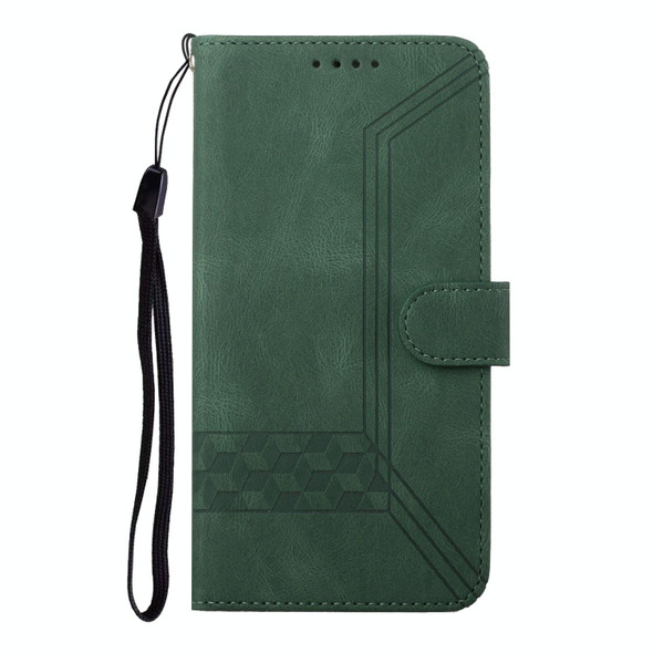 Xiaomi Mi 11 Cubic Skin Feel Flip Leather Phone Case(Dark Green)