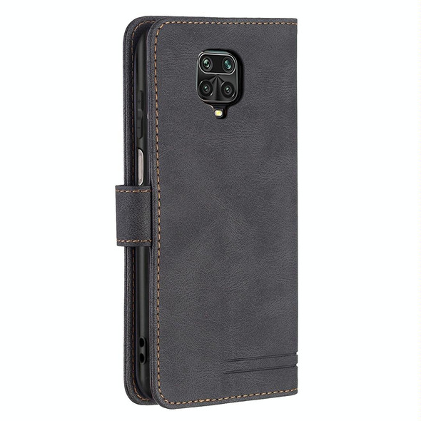 Xiaomi Redmi Note 9 Pro Magnetic Clasp RFID Blocking Anti-Theft Leather Case with Holder & Card Slots & Wallet(Black)